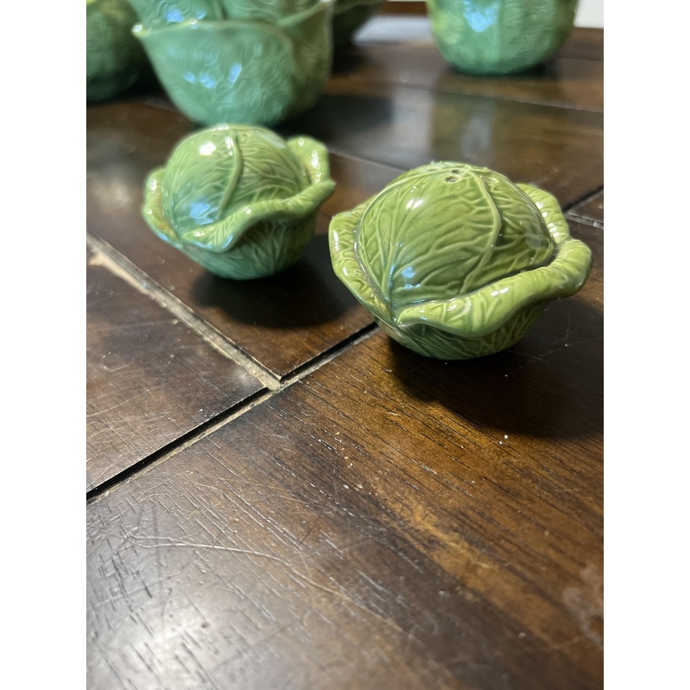 Green Cabbage Ceramic Salt & Pepper Shakers Pair Small‎ Retro Kitchen Decor